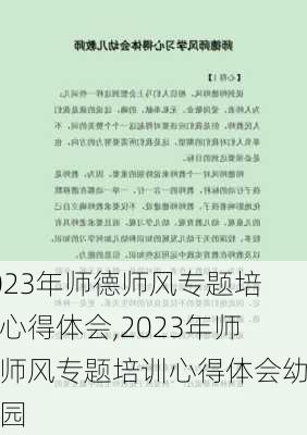 2023年师德师风专题培训心得体会,2023年师德师风专题培训心得体会幼儿园