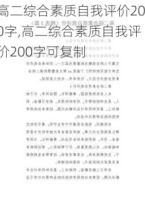 高二综合素质自我评价200字,高二综合素质自我评价200字可复制