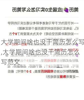 大学期间啥也没干简历怎么写,大学期间啥也没干简历怎么写范文