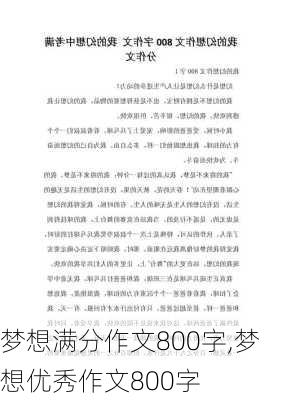 梦想满分作文800字,梦想优秀作文800字