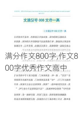 满分作文800字,作文800字优秀作文高中