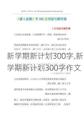 新学期新计划300字,新学期新计划300字作文