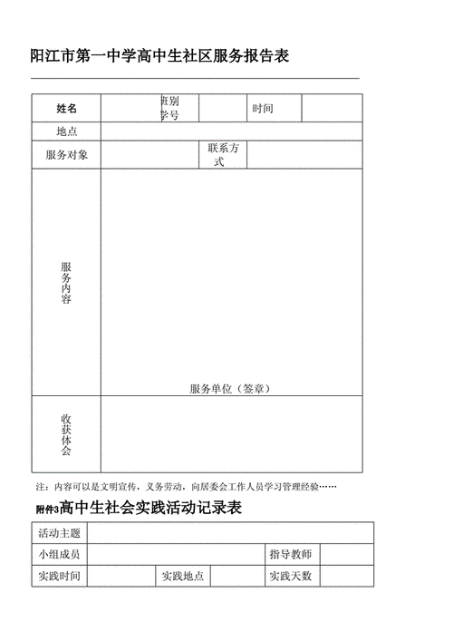 高中生社会实践表填写,高中生社会实践表填写内容