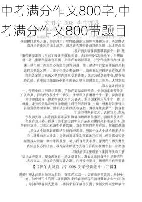 中考满分作文800字,中考满分作文800带题目