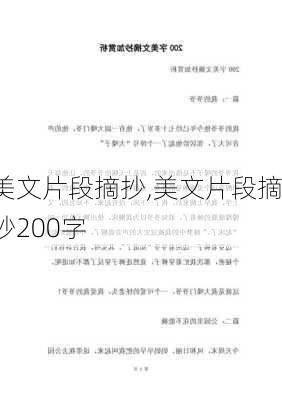 美文片段摘抄,美文片段摘抄200字