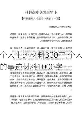 个人事迹材料300字,个人的事迹材料1000字