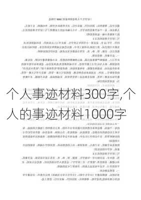 个人事迹材料300字,个人的事迹材料1000字