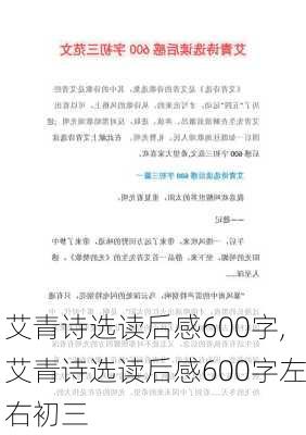 艾青诗选读后感600字,艾青诗选读后感600字左右初三