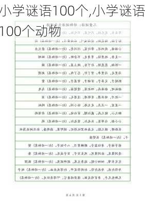 小学谜语100个,小学谜语100个动物