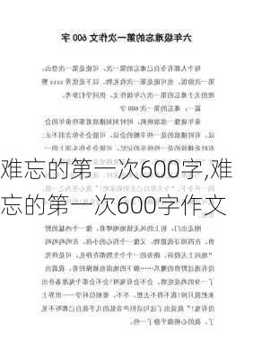 难忘的第一次600字,难忘的第一次600字作文