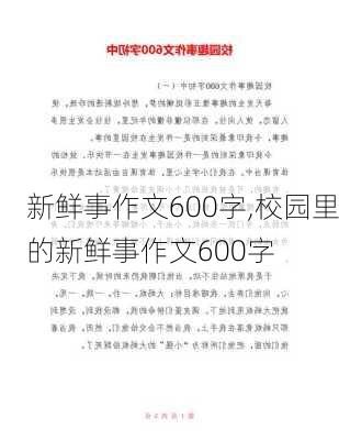 新鲜事作文600字,校园里的新鲜事作文600字