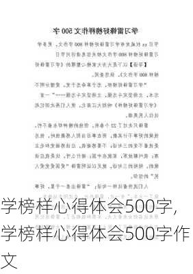 学榜样心得体会500字,学榜样心得体会500字作文