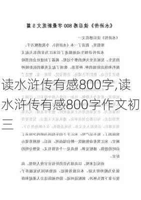 读水浒传有感800字,读水浒传有感800字作文初三