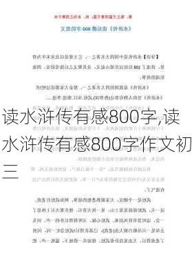 读水浒传有感800字,读水浒传有感800字作文初三