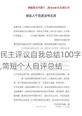 民主评议自我总结100字,简短个人自评总结