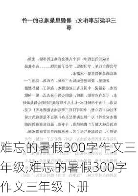 难忘的暑假300字作文三年级,难忘的暑假300字作文三年级下册