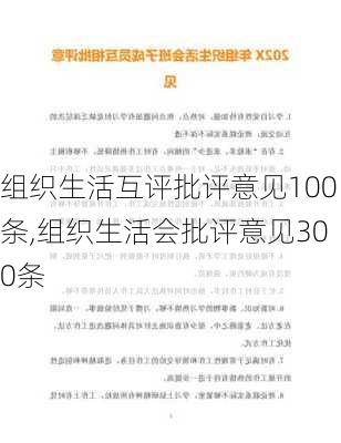 组织生活互评批评意见100条,组织生活会批评意见300条