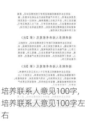 培养联系人意见100字,培养联系人意见100字左右