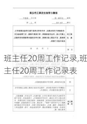 班主任20周工作记录,班主任20周工作记录表