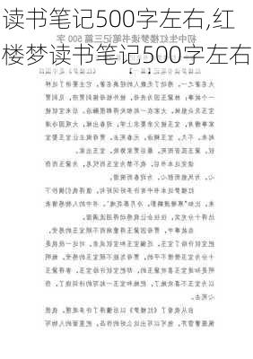 读书笔记500字左右,红楼梦读书笔记500字左右