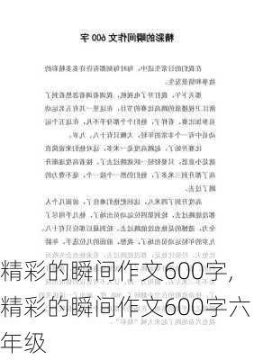 精彩的瞬间作文600字,精彩的瞬间作文600字六年级