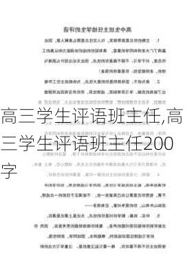 高三学生评语班主任,高三学生评语班主任200字