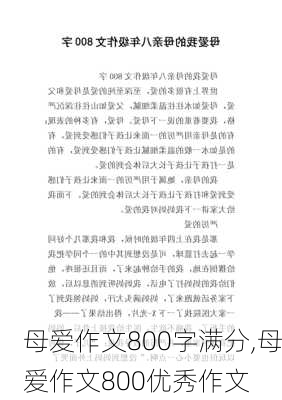 母爱作文800字满分,母爱作文800优秀作文