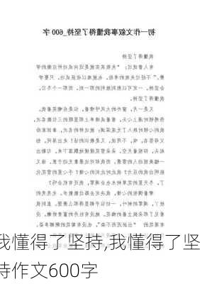 我懂得了坚持,我懂得了坚持作文600字