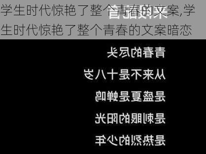 学生时代惊艳了整个青春的文案,学生时代惊艳了整个青春的文案暗恋