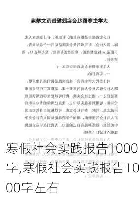 寒假社会实践报告1000字,寒假社会实践报告1000字左右