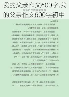 我的父亲作文600字,我的父亲作文600字初中