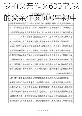 我的父亲作文600字,我的父亲作文600字初中