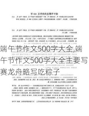 端午节作文500字大全,端午节作文500字大全主要写赛龙舟略写吃粽子