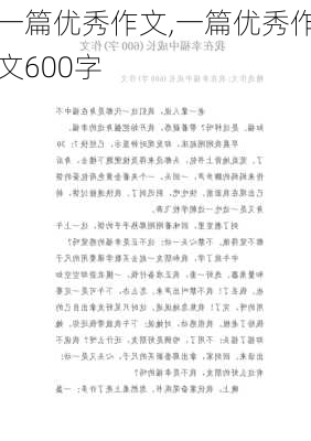 一篇优秀作文,一篇优秀作文600字