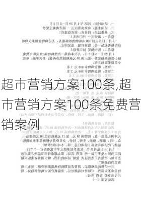 超市营销方案100条,超市营销方案100条免费营销案例