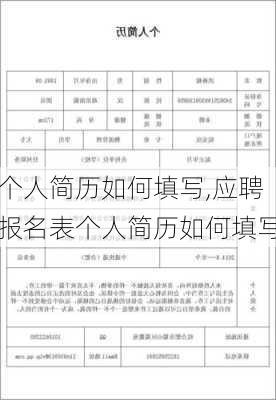 个人简历如何填写,应聘报名表个人简历如何填写