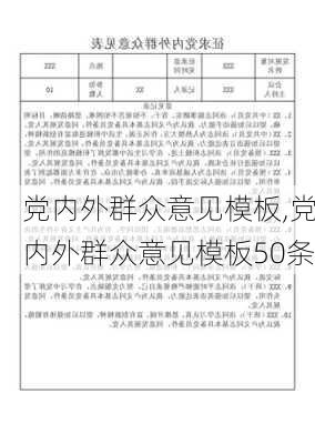 党内外群众意见模板,党内外群众意见模板50条