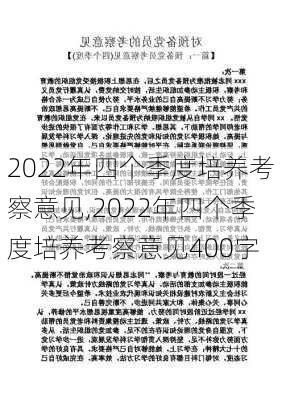 2022年四个季度培养考察意见,2022年四个季度培养考察意见400字