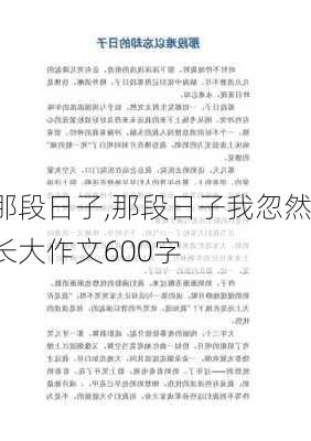 那段日子,那段日子我忽然长大作文600字