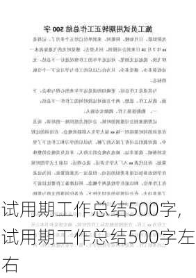 试用期工作总结500字,试用期工作总结500字左右