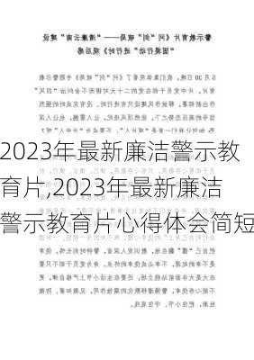 2023年最新廉洁警示教育片,2023年最新廉洁警示教育片心得体会简短