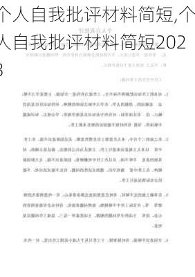 个人自我批评材料简短,个人自我批评材料简短2023