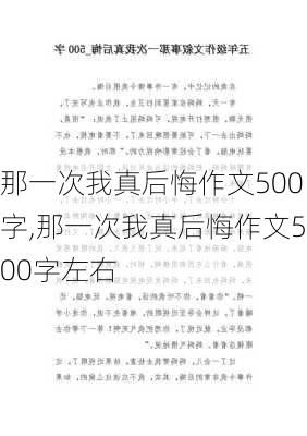 那一次我真后悔作文500字,那一次我真后悔作文500字左右