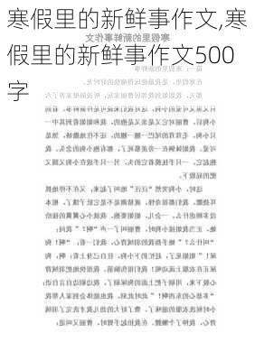 寒假里的新鲜事作文,寒假里的新鲜事作文500字