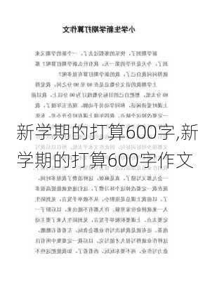 新学期的打算600字,新学期的打算600字作文