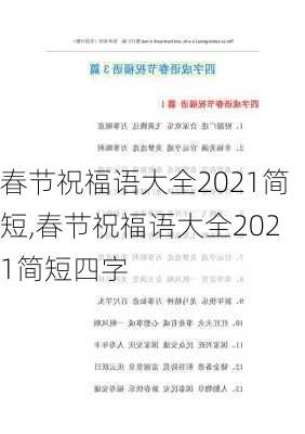 春节祝福语大全2021简短,春节祝福语大全2021简短四字