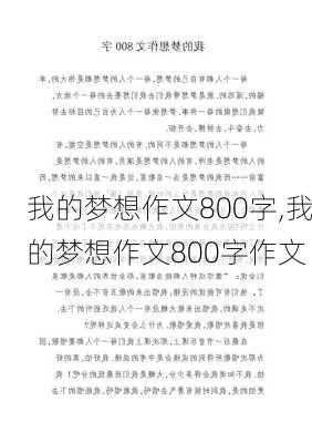 我的梦想作文800字,我的梦想作文800字作文