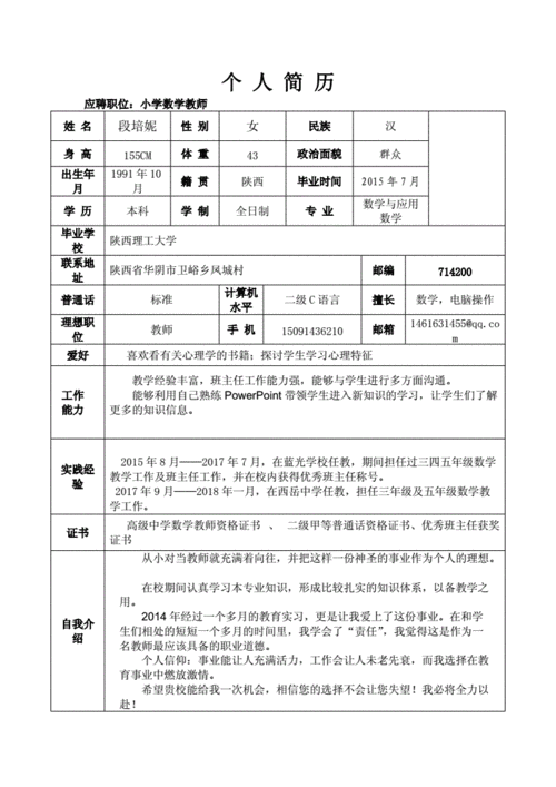 教师工作简历范文简短,教师工作简历范文简短100字