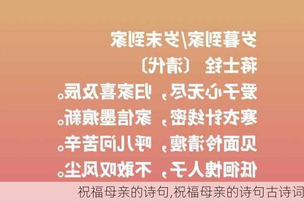 祝福母亲的诗句,祝福母亲的诗句古诗词