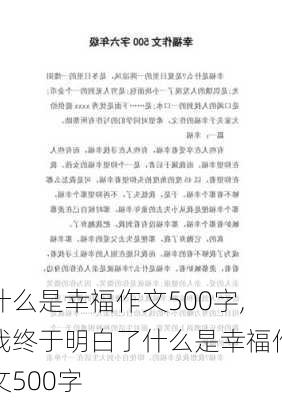 什么是幸福作文500字,我终于明白了什么是幸福作文500字